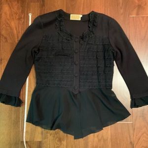 Giviesse knit sweater/jacket with lace and chiffon accents